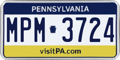 PA license plate MPM3724