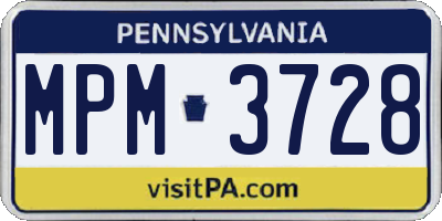 PA license plate MPM3728