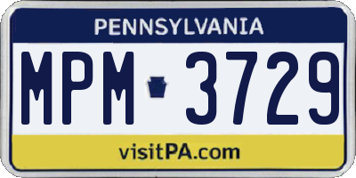 PA license plate MPM3729
