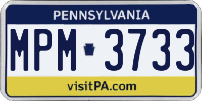 PA license plate MPM3733