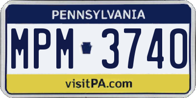 PA license plate MPM3740