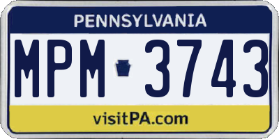 PA license plate MPM3743