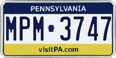 PA license plate MPM3747