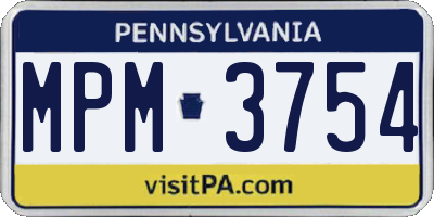 PA license plate MPM3754