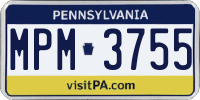 PA license plate MPM3755