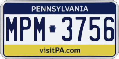 PA license plate MPM3756