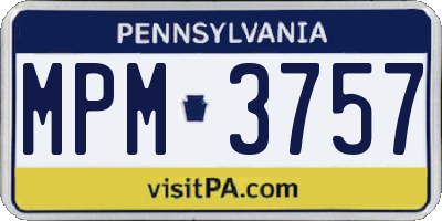 PA license plate MPM3757