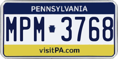 PA license plate MPM3768