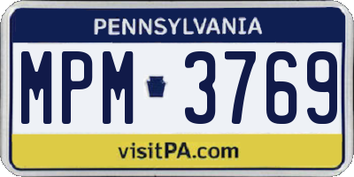 PA license plate MPM3769