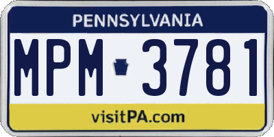 PA license plate MPM3781