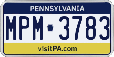 PA license plate MPM3783