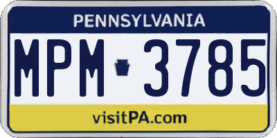 PA license plate MPM3785