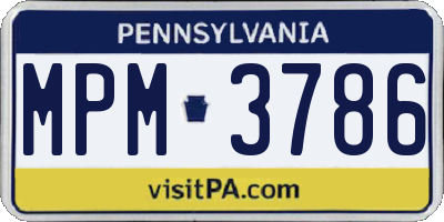 PA license plate MPM3786