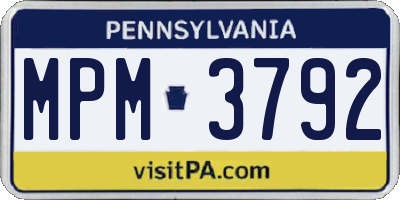 PA license plate MPM3792