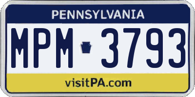 PA license plate MPM3793
