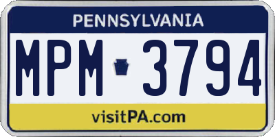 PA license plate MPM3794