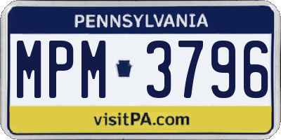 PA license plate MPM3796
