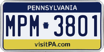 PA license plate MPM3801