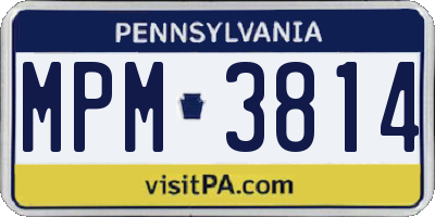 PA license plate MPM3814