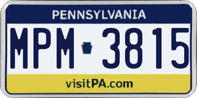 PA license plate MPM3815