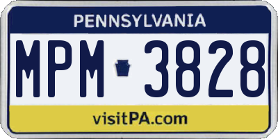 PA license plate MPM3828