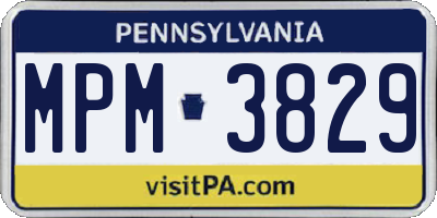 PA license plate MPM3829