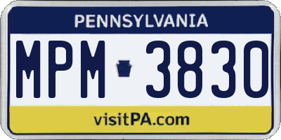 PA license plate MPM3830