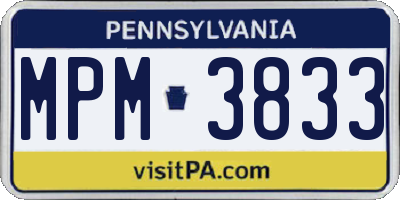 PA license plate MPM3833