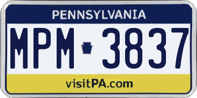 PA license plate MPM3837