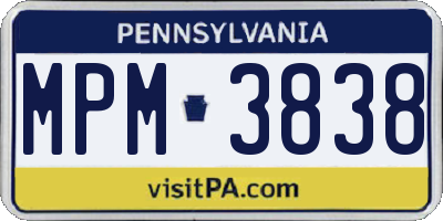 PA license plate MPM3838
