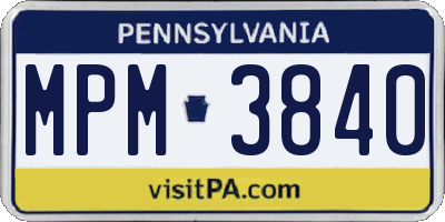 PA license plate MPM3840