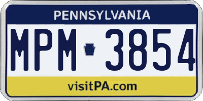 PA license plate MPM3854