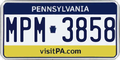 PA license plate MPM3858