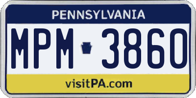 PA license plate MPM3860