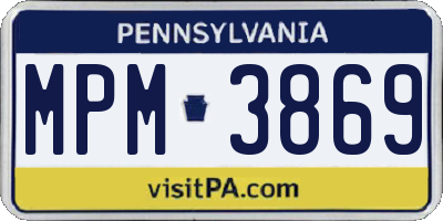 PA license plate MPM3869