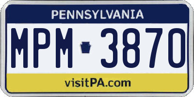 PA license plate MPM3870