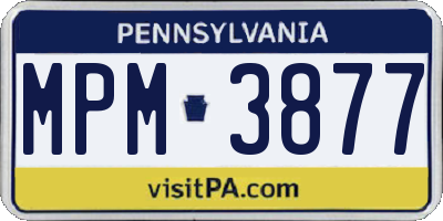 PA license plate MPM3877