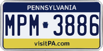 PA license plate MPM3886