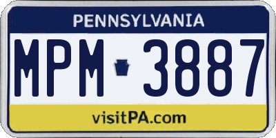 PA license plate MPM3887