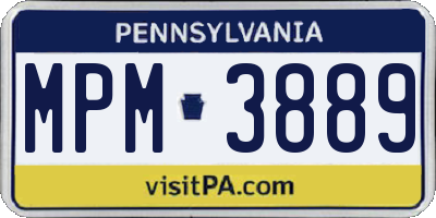 PA license plate MPM3889