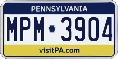 PA license plate MPM3904