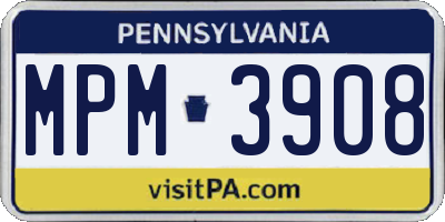 PA license plate MPM3908