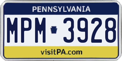 PA license plate MPM3928