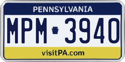 PA license plate MPM3940