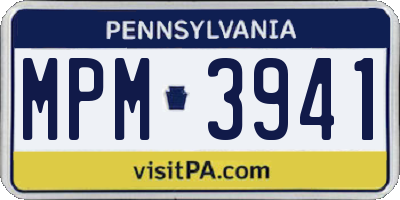 PA license plate MPM3941