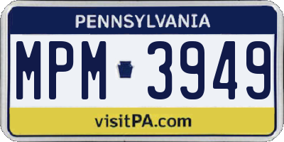 PA license plate MPM3949