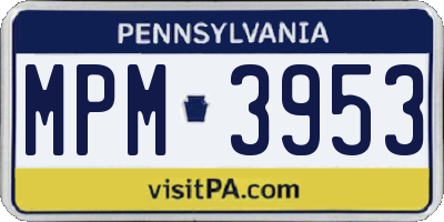 PA license plate MPM3953
