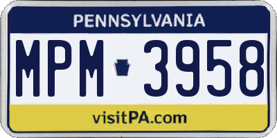 PA license plate MPM3958