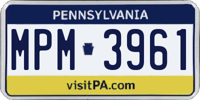 PA license plate MPM3961