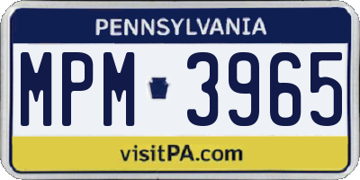 PA license plate MPM3965